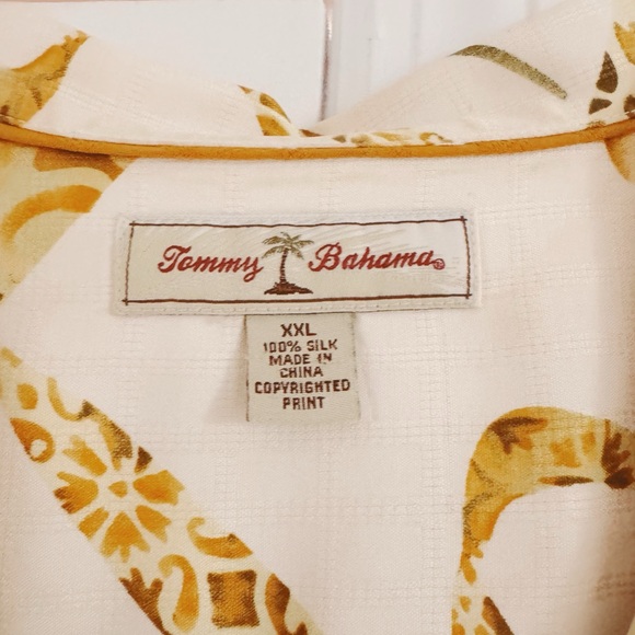 Tommy Bahama, Vintage Cream and Yellow Silk Shirt - Picture 3 of 3